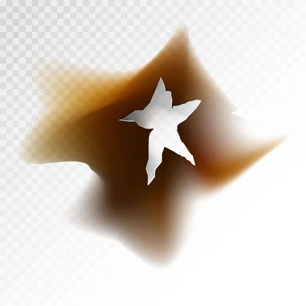 Agujero quemado en forma de estrella — Vector de stock