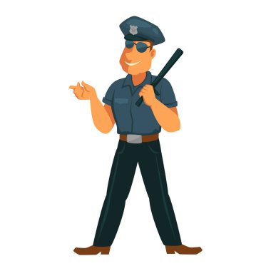 İyi bir ruh hali içinde güçlü polis 