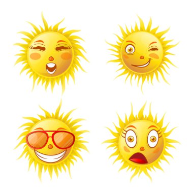 Yaz emoji Icons set yüzler 
