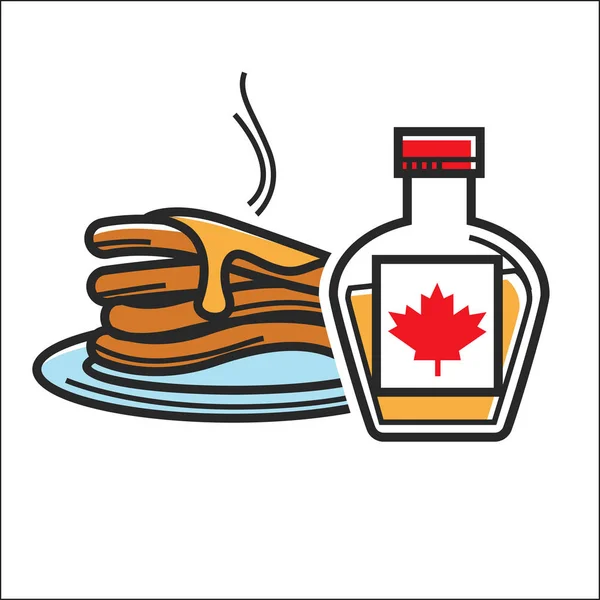 Καναδική τηγανίτες με σιρόπι σφενδάμου — Διανυσματικό Αρχείο