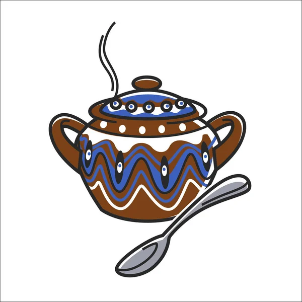 Bulgariska keramiska soppa skål — Stock vektor
