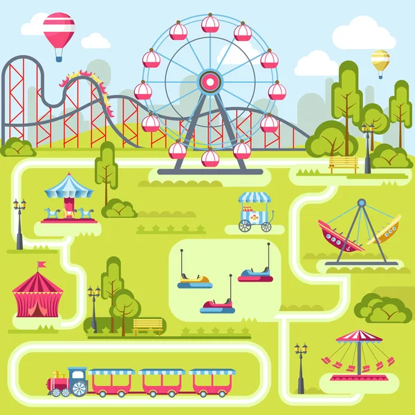 Pretpark attracties — Stockvector