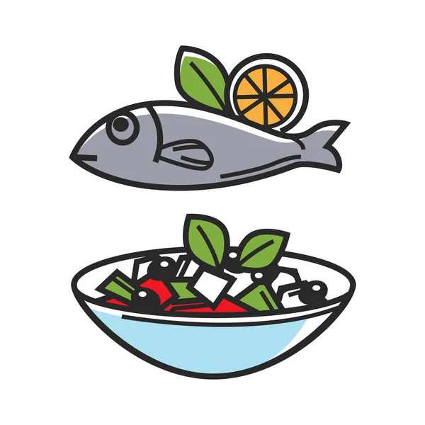 Alimentation traditionnelle grecque — Image vectorielle
