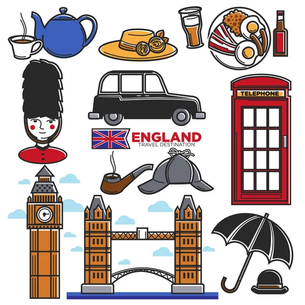 England UK travel destination — Stock Vector