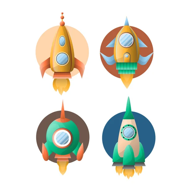 Rockets or spaceships retro — Stock Vector