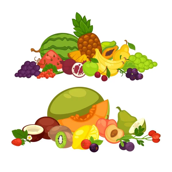 Frutas y alimentos de bayas — Vector de stock