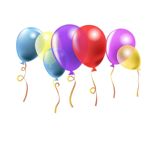 Glänsande ballonger med curli band — Stock vektor