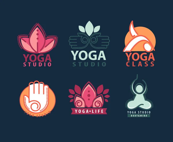Монограммы и логотипы йоги . — стоковый вектор