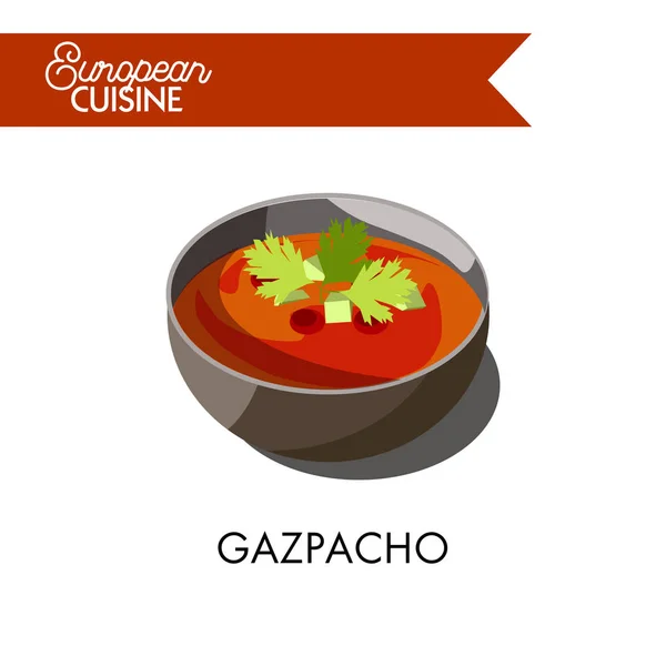 Kall gazpacho soppa — Stock vektor