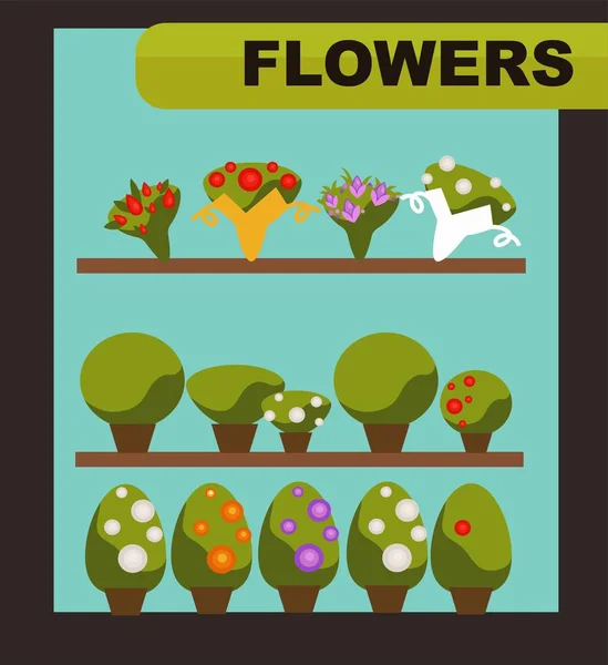 Loja de flores com plantas verdes —  Vetores de Stock