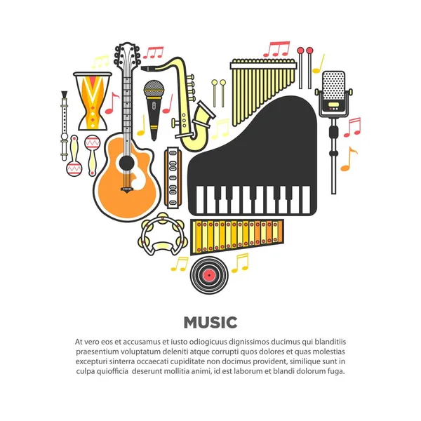 Instrumentos de dibujos animados conjunto — Vector de stock