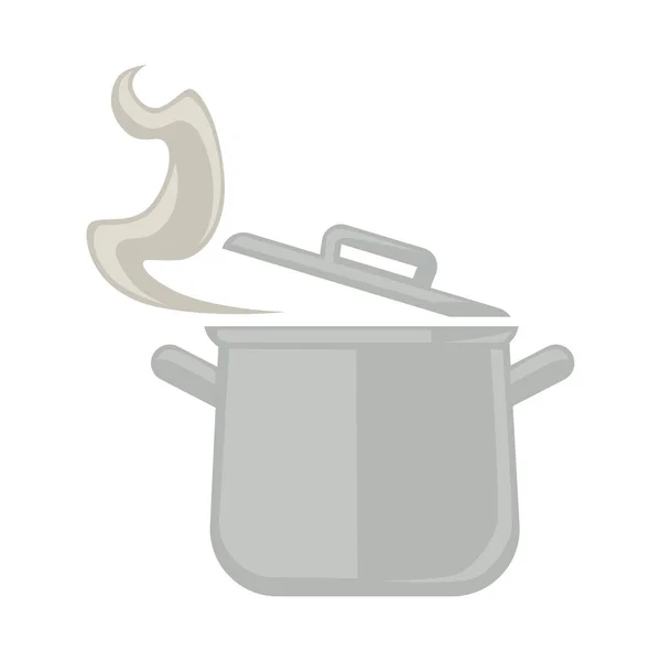 Metal saucepan with steam — Stock Vector