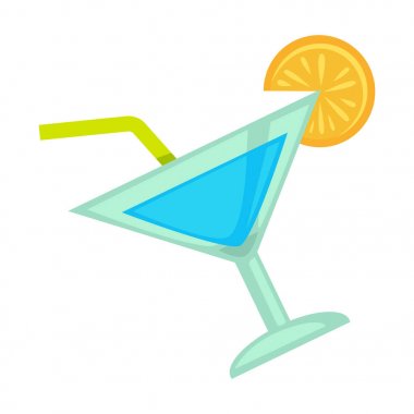 Mavi renkli kokteyl portakal ile