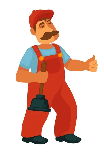 Friendly professional plumber — Stock Vector