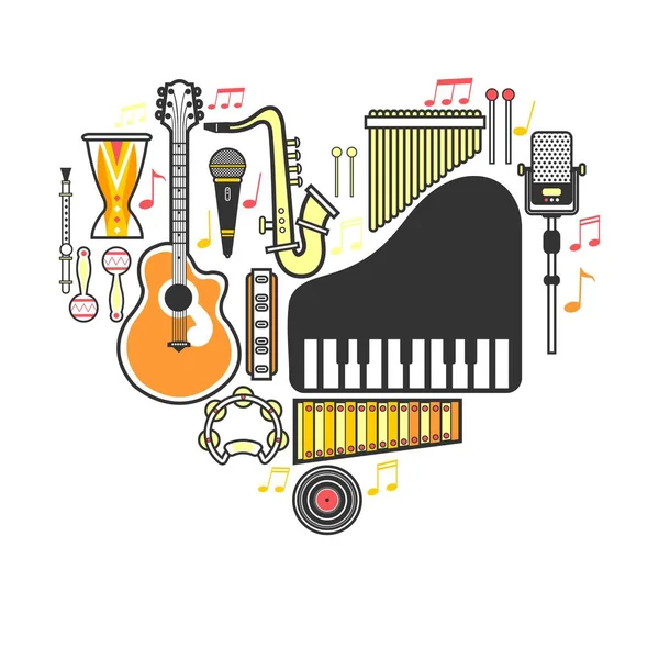 Instrumentos de dibujos animados conjunto — Vector de stock