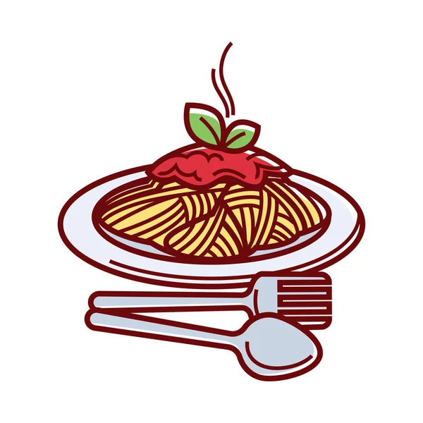 Spaghettis chauds à la sauce tomate — Image vectorielle