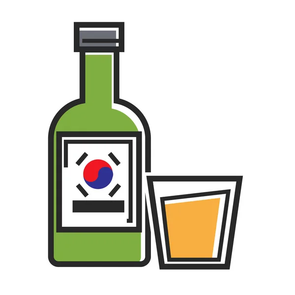 Bebida coreana en botella — Vector de stock