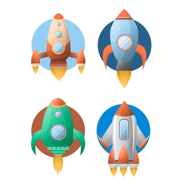 Set of futuristic rockets — Stock Vector