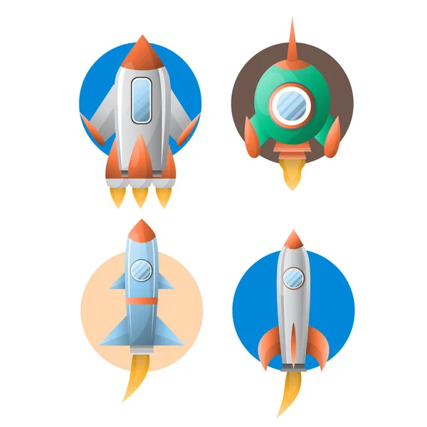 Rockets spaceship satellites — Stock Vector