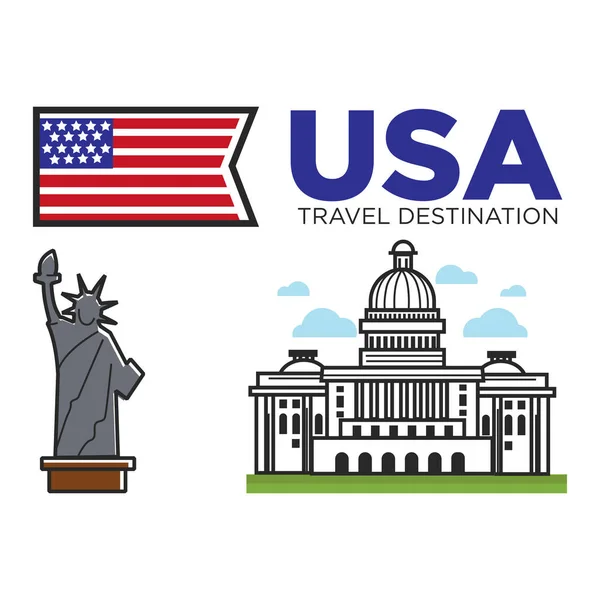 Usa america reise symbole set — Stockvektor