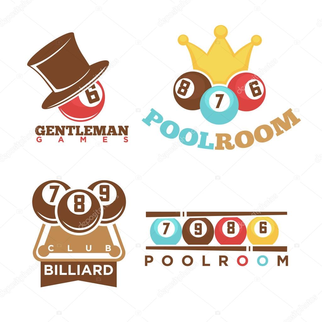 Vector illustration design of Billiard or pool club poolroom