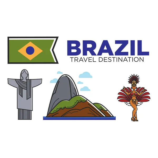 Brazil travel attractions — Stock Vector