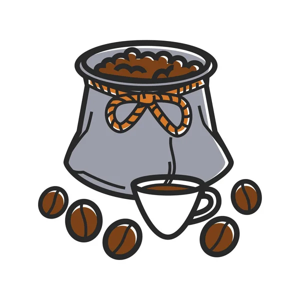 Чашка кофе и бобы — стоковый вектор