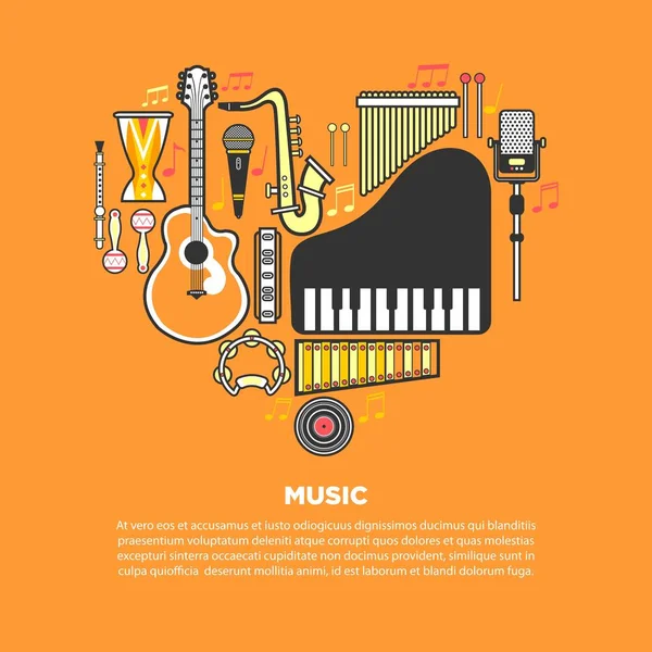 Instrumentos de dibujos animados conjunto — Vector de stock