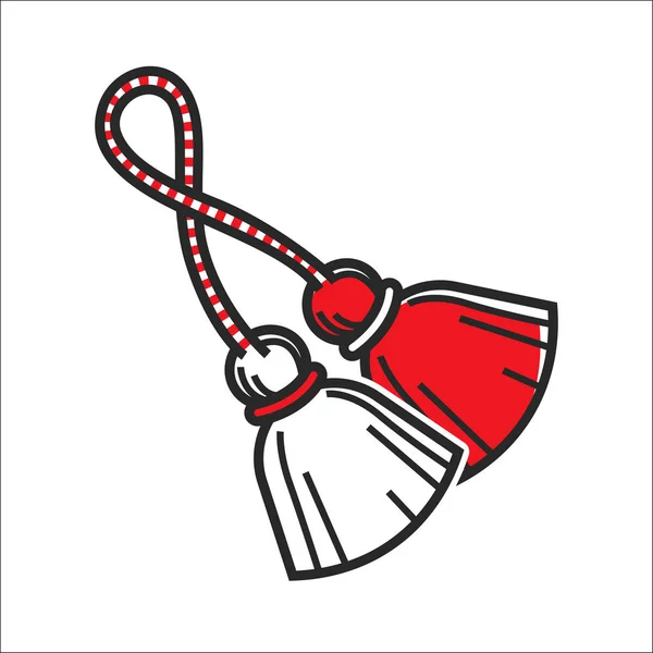Brosses rouges et blanches sur corde — Image vectorielle