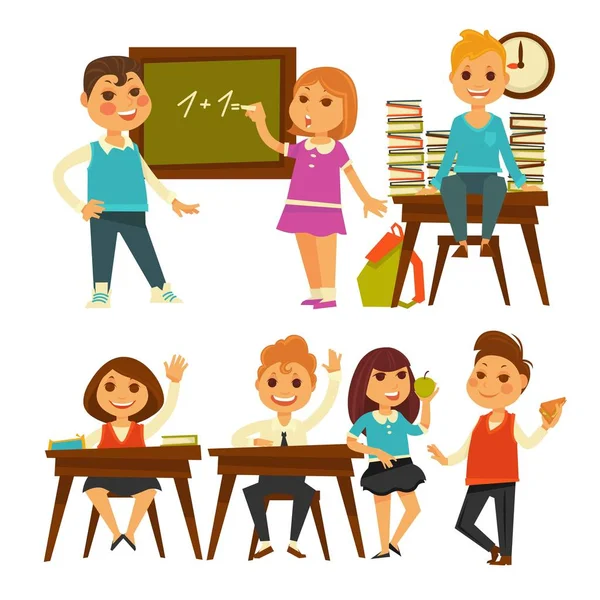Children in school at lessons. — Stock Vector