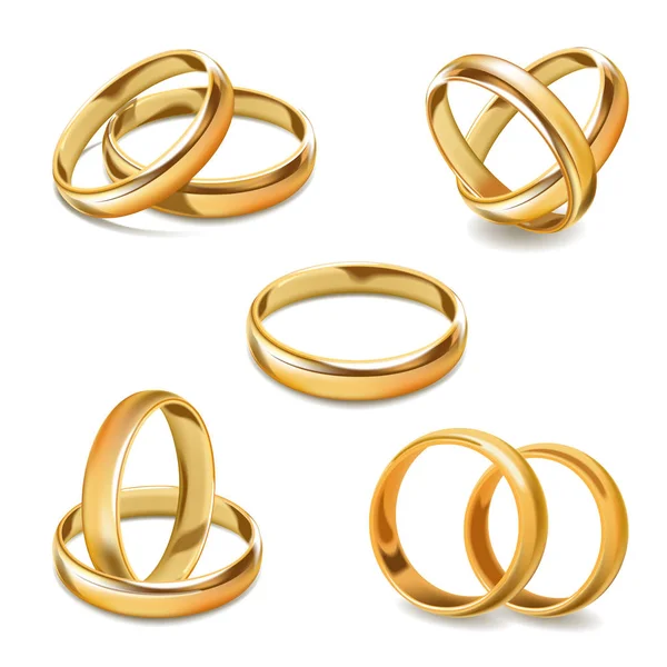 Anillos de boda de oro — Vector de stock