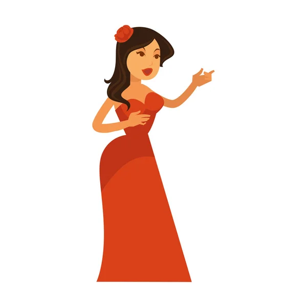 Mulher de vestido vermelho — Vetor de Stock