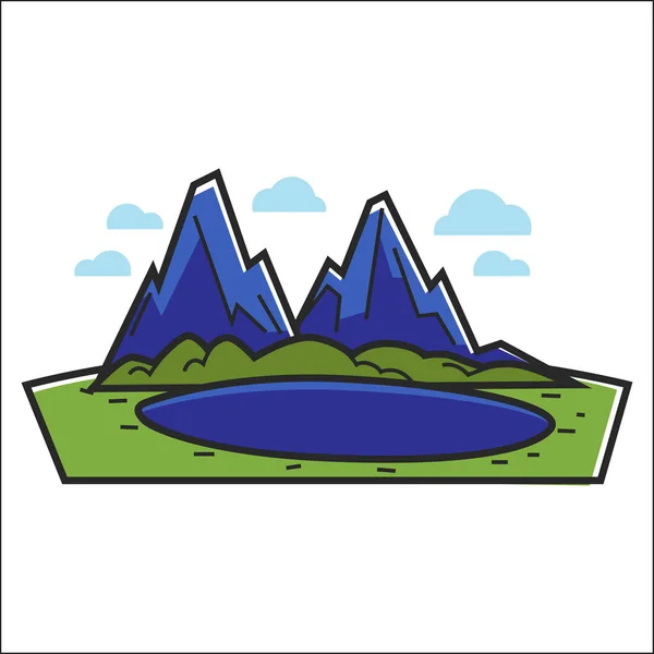 Lago azul en las montañas — Vector de stock