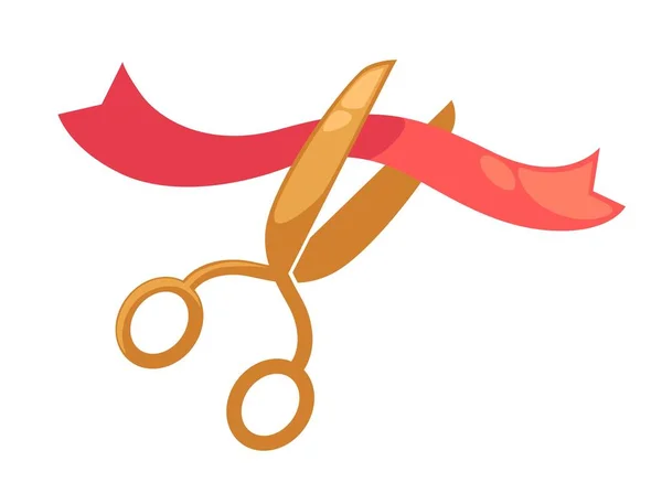 Scissors cutting red ribbon — Stock Vector