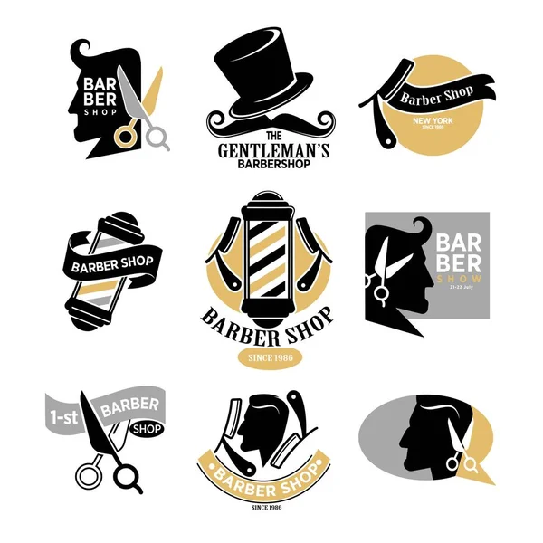 Conjunto de logotipos barbearia —  Vetores de Stock