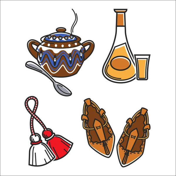 Традиційний одяг та їжа — стоковий вектор