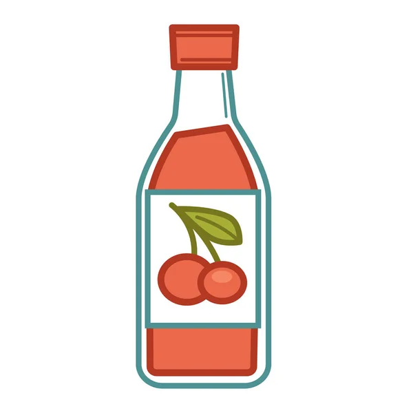 Zumo de cereza en botella — Vector de stock