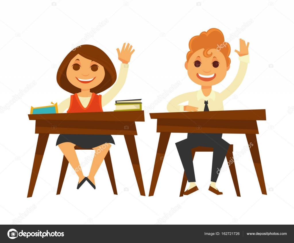 Children Sit At Wooden Desks Stock Vector C Sonulkaster 162721726