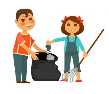 Erkek ve kız çöp götürün