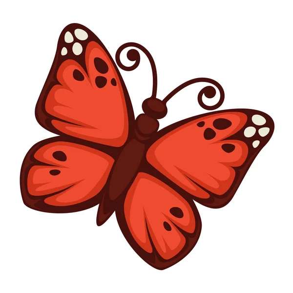 Beautiful butterfly with red wings — Stock Vector