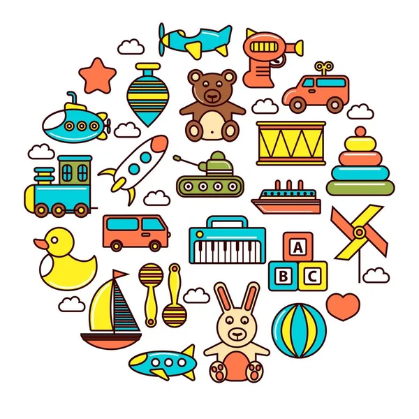 Kid toys icons — Stock Vector