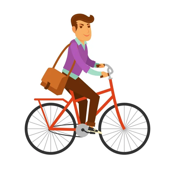 Man rijdt fiets — Stockvector