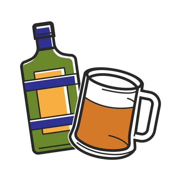 Frasco de cerveja e licor —  Vetores de Stock