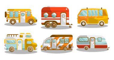 Kamp otobüs veya camper van illüstrasyon