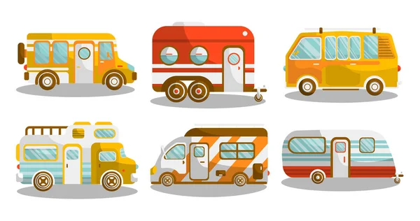 Kempy autobusem nebo camper van ilustrace — Stockový vektor