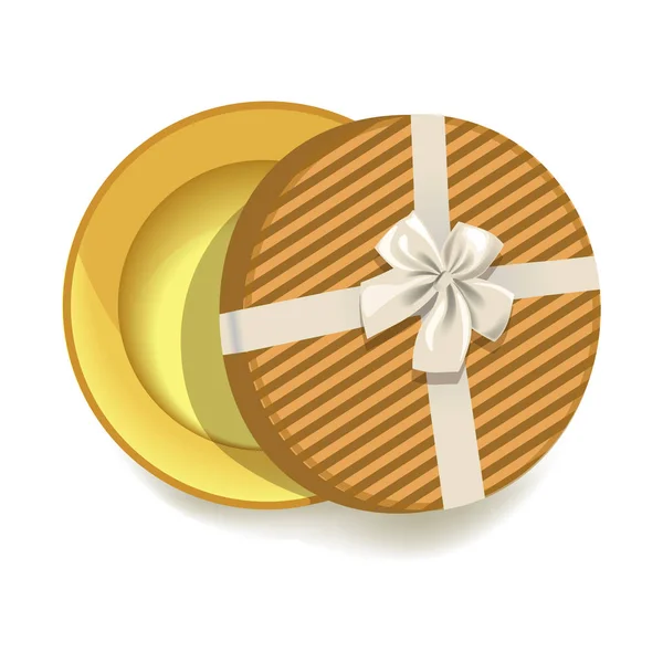 Round striped gift box — Stock Vector