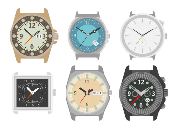 Horloges instellen. Stijlvolle accessoire voor mannen. — Stockvector