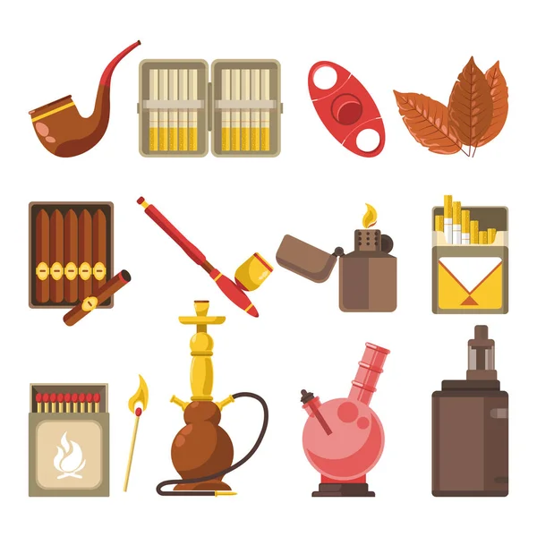 Aparatos de fumar y accesorios de cigarrillos — Vector de stock