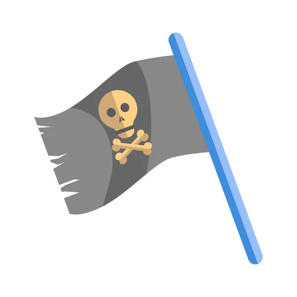 Vieux drapeau noir misérable de pirates — Image vectorielle