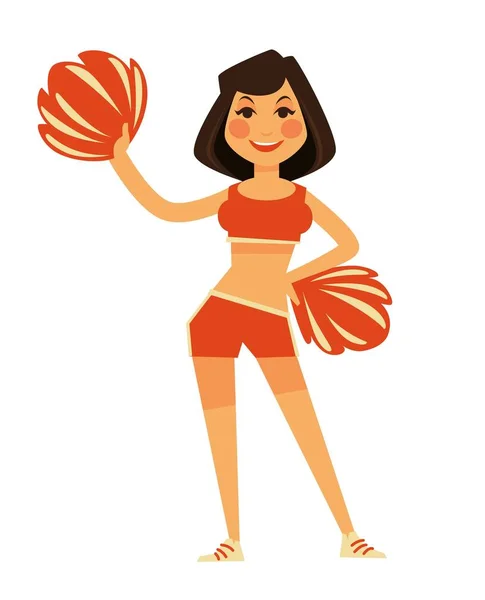 Cheerleader in uniforme arancione — Vettoriale Stock